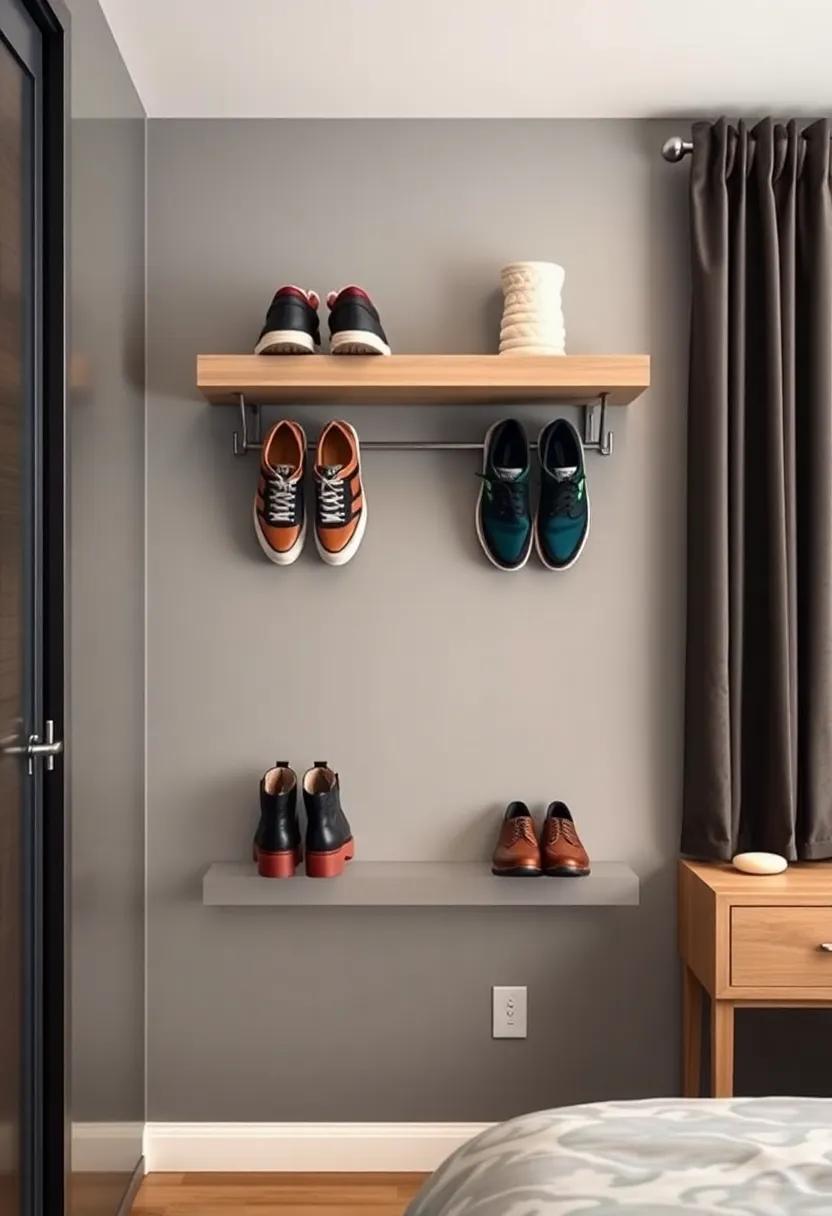 wall-Mounted Shoe Rack: Free up ‌closet space with a​ wall-mounted⁢ shoe rack that keeps ‍footwear⁣ visible and ⁢accessible while enhancing ⁢the room's​ design