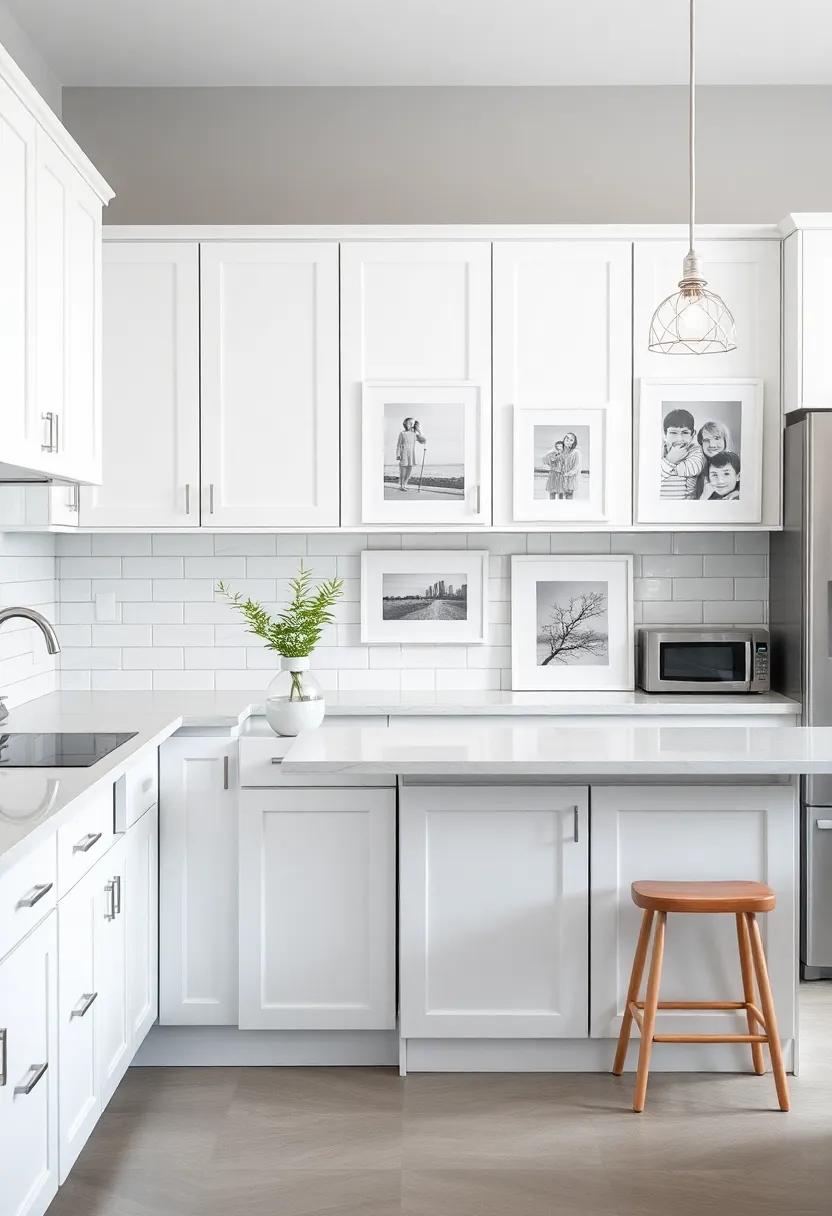Artful Displays: Frame kitchen artwork or family photos with ⁣white frames⁣ to⁢ create a cohesive ‍aesthetic ⁣that ties the cabinets and walls together