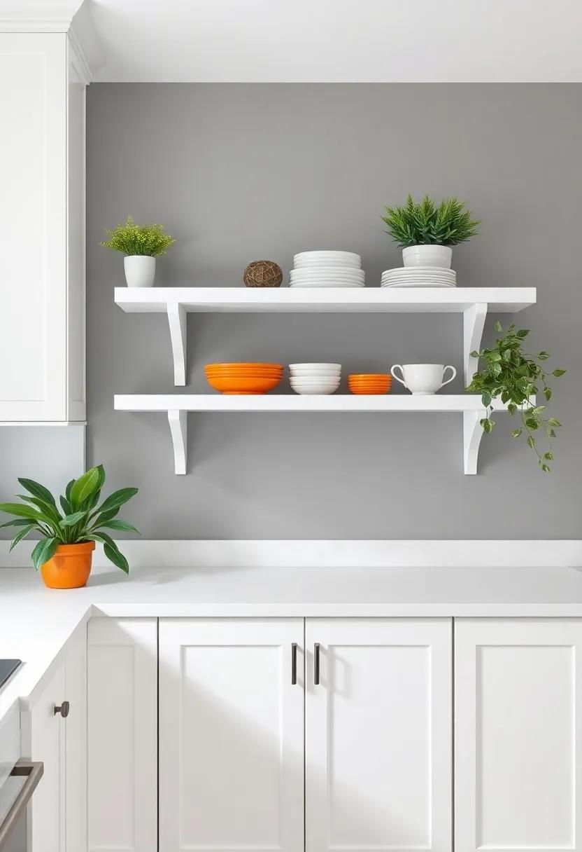 Open Shelving: Incorporate open shelving‍ with white brackets to display colorful dishware or plants,enhancing the visual appeal⁢ of gray ⁤walls