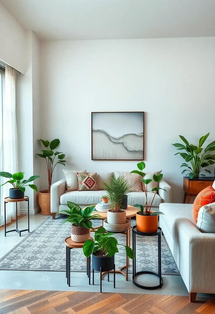 Elevate Your Apartment Living Room: Stylish Plant Stands for a Touch of Nature