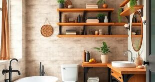 27 Charming Farmhouse Bathroom Decor Ideas Featuring Stylish Shelving Solutions