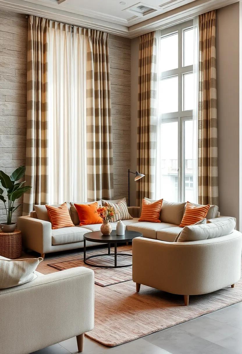 Striped or patterned curtains: Fun patterns on your curtains can add charm while keeping the atmosphere light and inviting