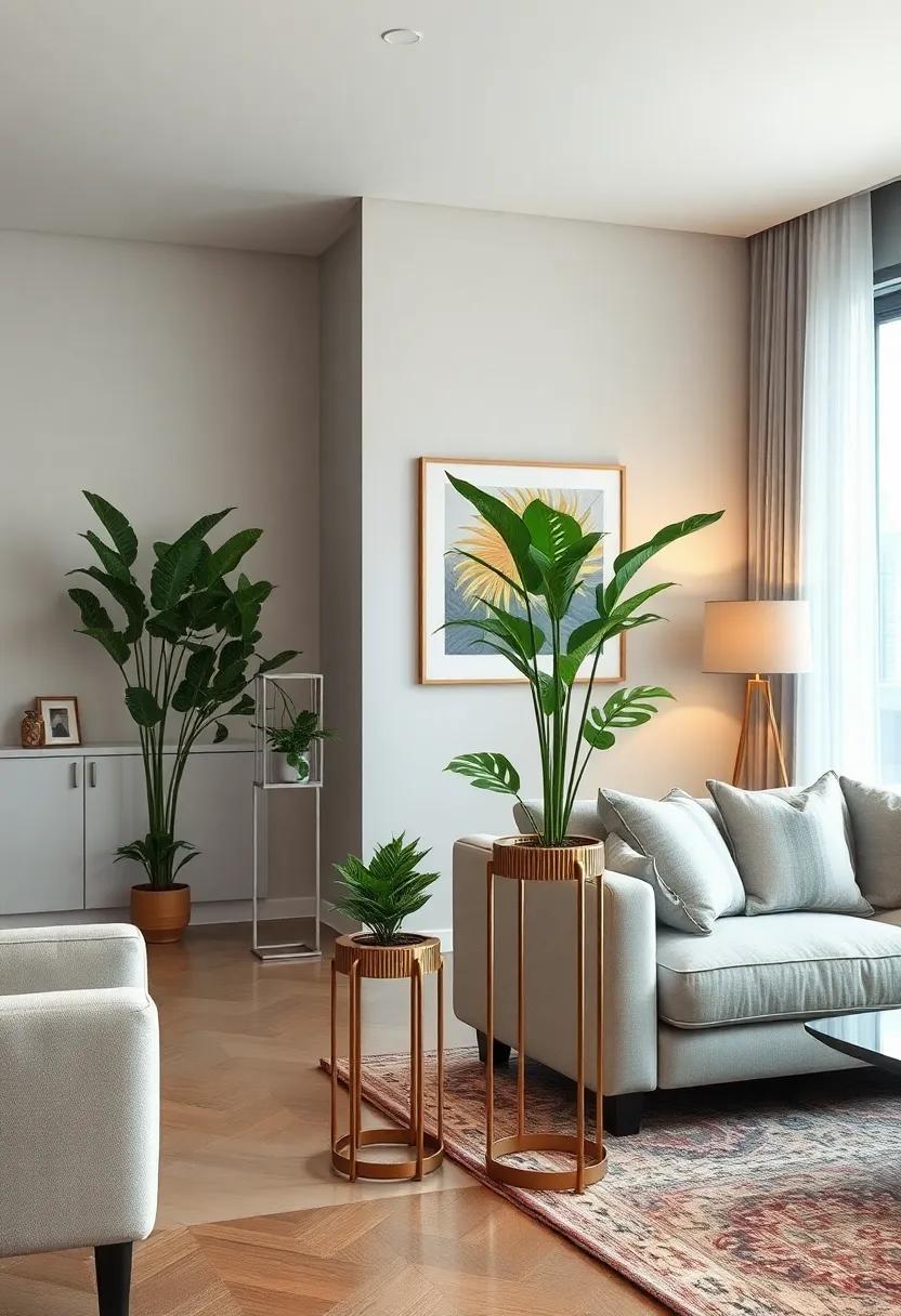 A Touch of Luxury: Metallic ‌Plant Stands for a Glamorous Vibe