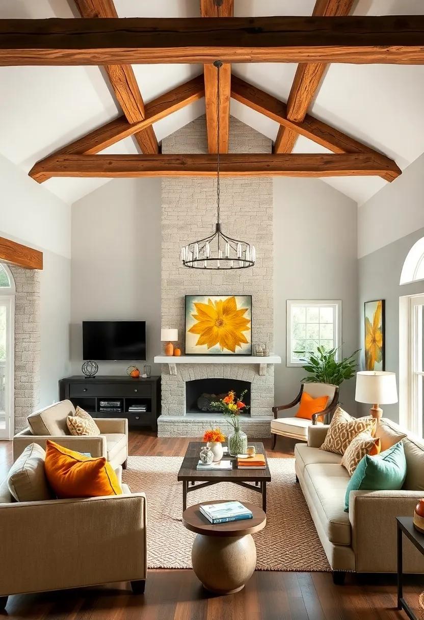 Exposed‍ Beams: ‌Incorporate rustic⁤ exposed beams‌ in the ceiling to add architectural interest‍ and a ⁤touch of warmth to your living area