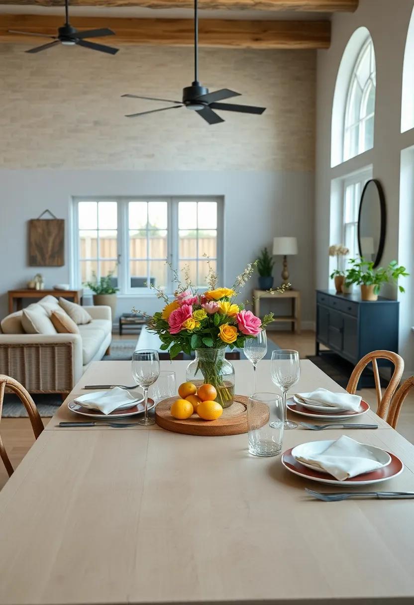 Simple Centerpieces: Use simple,‌ natural centerpieces like‍ a⁤ vase of fresh ⁤flowers or a bowl ⁢of ‍seasonal fruits ⁤to enhance the table ⁢setting