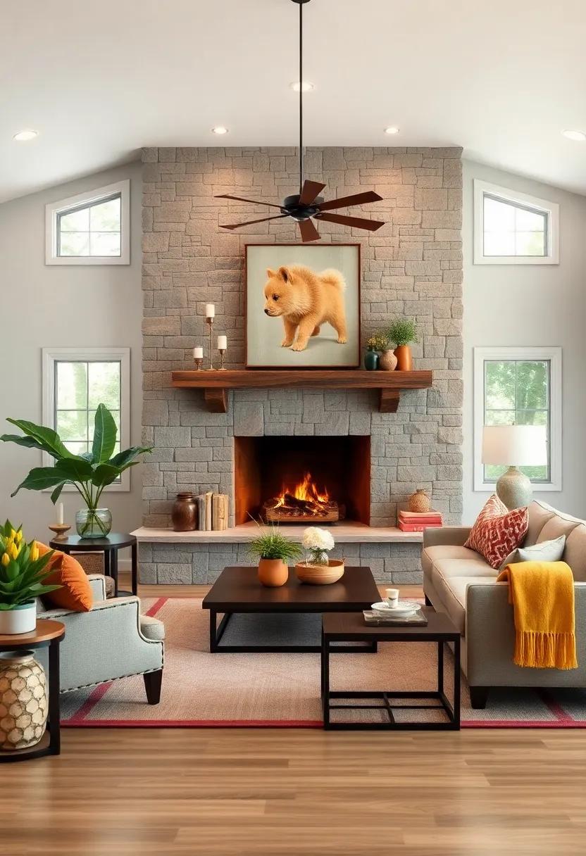 Statement ⁣Fireplace: Make ​a statement ​with⁤ a rustic fireplace ‍that serves as a focal point, perfect for ‌cozy‍ gatherings ⁤and‍ chilly⁢ nights
