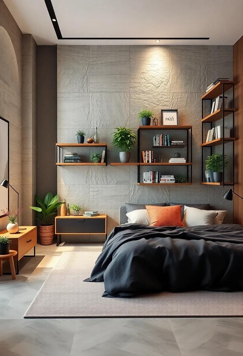 shelving Solutions: Incorporate creative shelving designs to display books, plants, and decorative items while maximizing vertical space