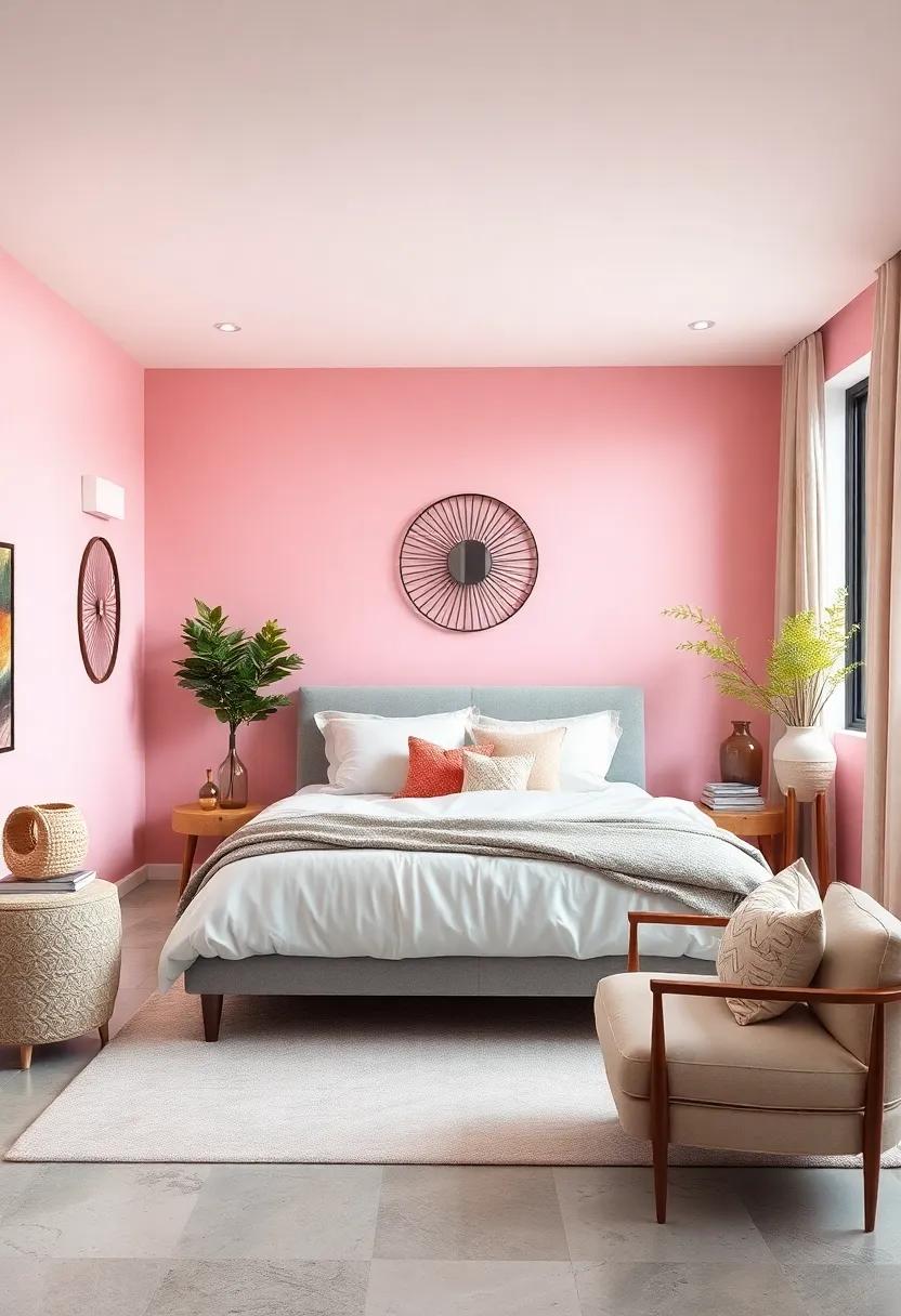Embrace Serenity with Soft Pink Walls: Transform ​your bedroom into ⁤a haven ⁢of tranquility by opting for ⁤soft pink walls that evoke warmth and comfort