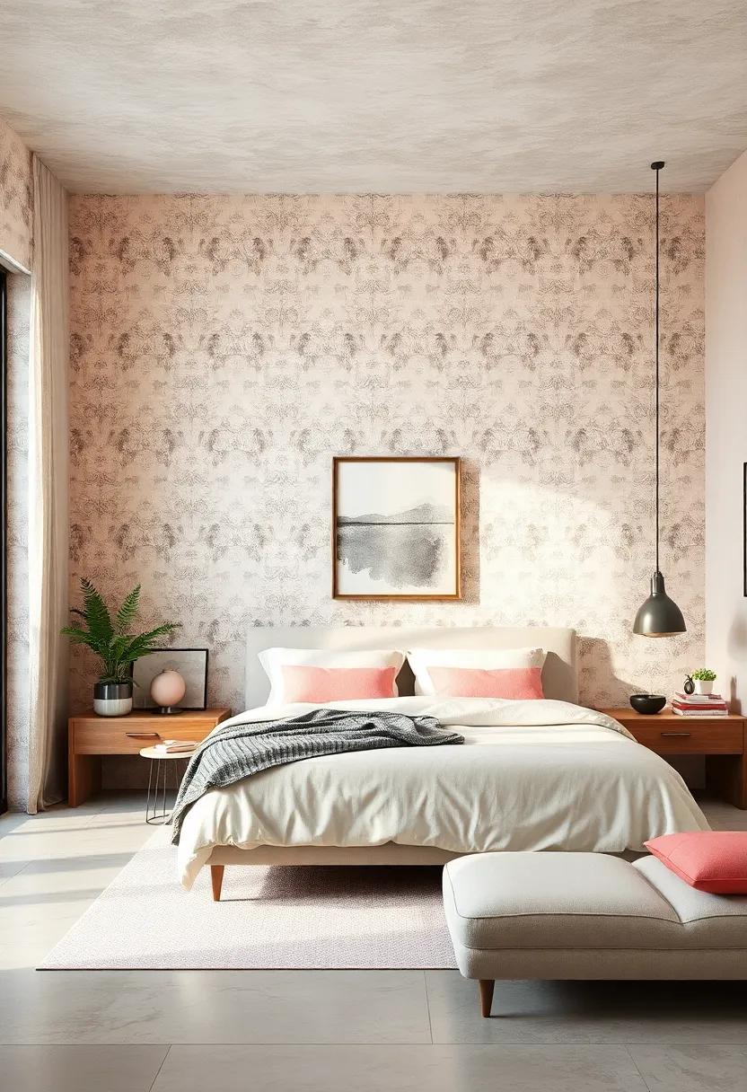 Textured ⁢Wallpaper: Consider ⁣pastel‍ patterned ‌wallpaper that adds depth and a touch of whimsy to your⁢ modern bedroom