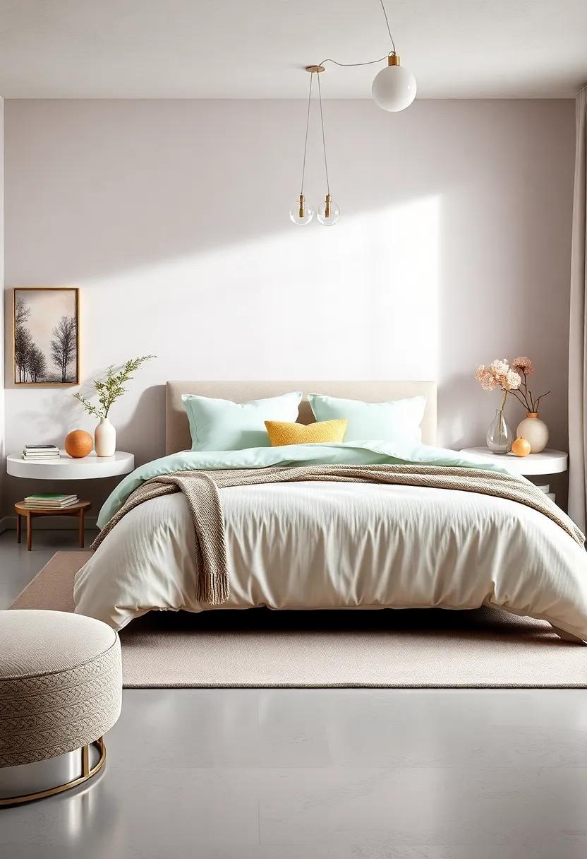 Dreamy Pastel Bedding: Choose bedding in harmonious pastel shades like mint green or lavender to create a soothing focal⁣ point on your bed
