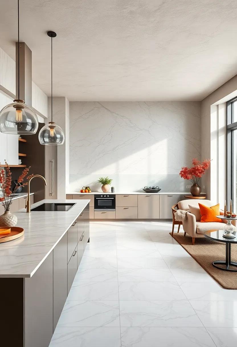 Incorporate large-format marble tiles on the flooring to create ⁤a continuous stone effect​ throughout the space