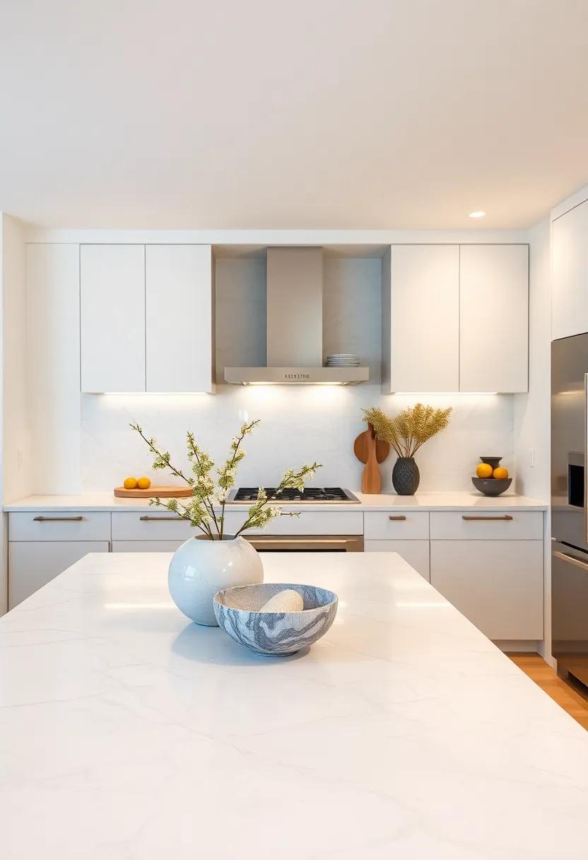 Use decorative bowls or vases⁢ made from marble as centerpieces to⁢ enhance your kitchen’s aesthetic
