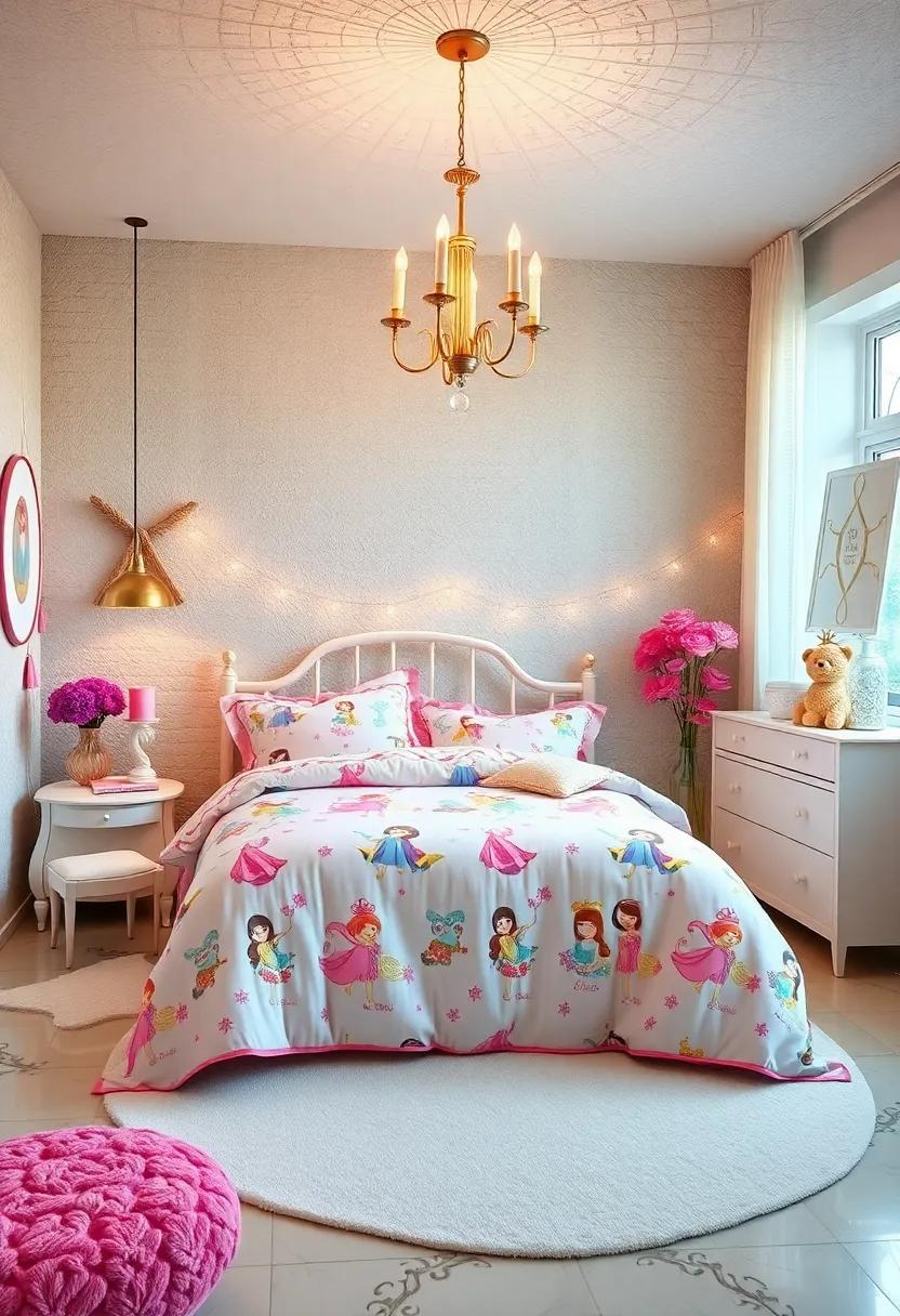 Princess-Themed Bedding: Select​ bedding adorned with enchanting characters and princess ⁢motifs to enhance the nursery's⁤ magical theme