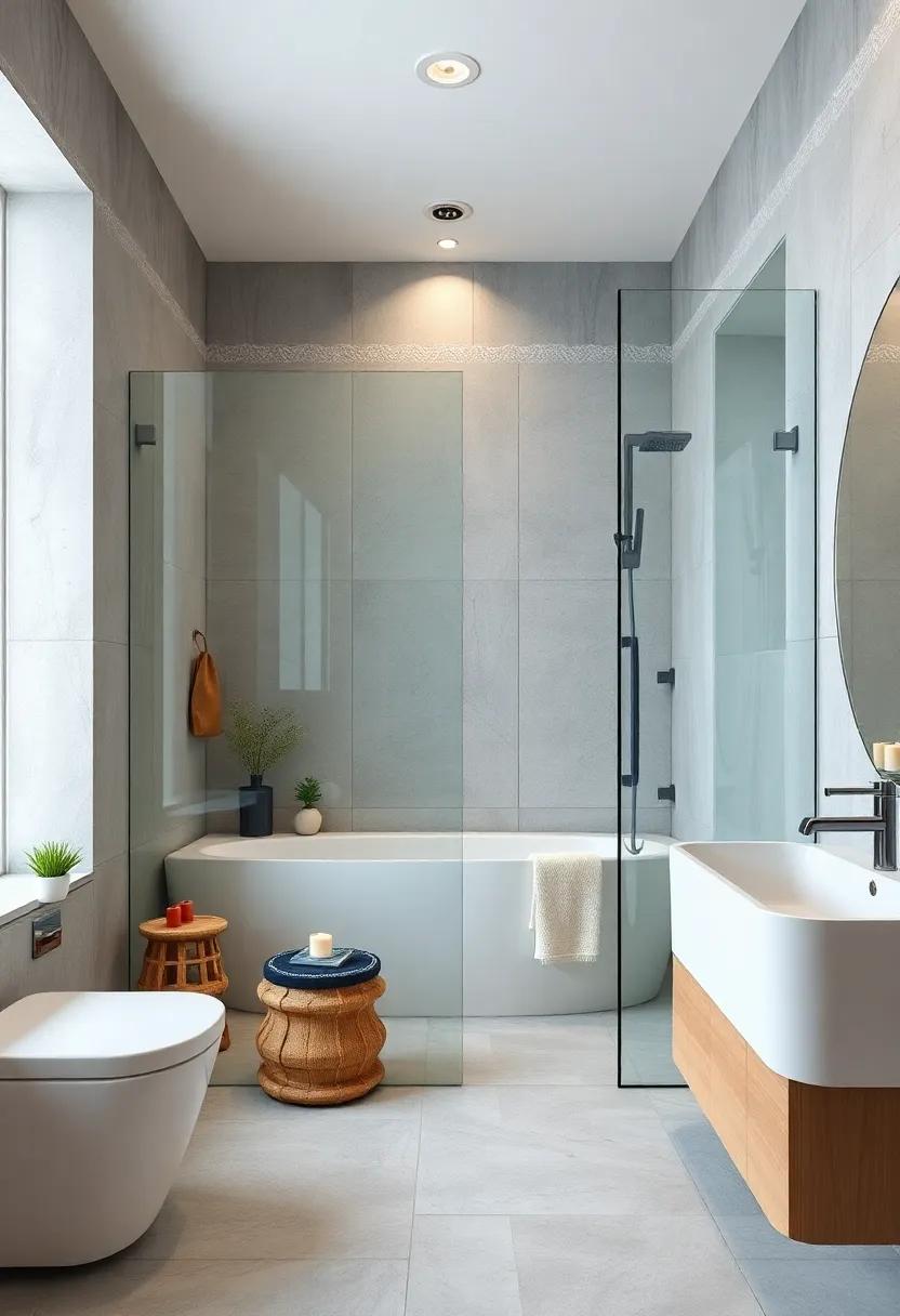 Clear Glass Shower: Use a frameless glass shower enclosure to create an unobstructed view and maintain a spacious feel
