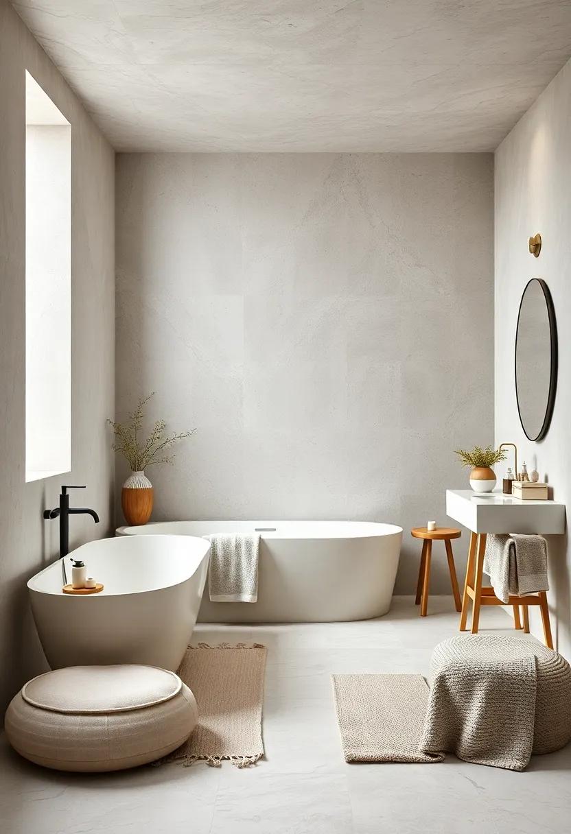 Soft Textiles: Introduce soft textiles like cotton or linen for towels and bath mats to add comfort without sacrificing minimalism