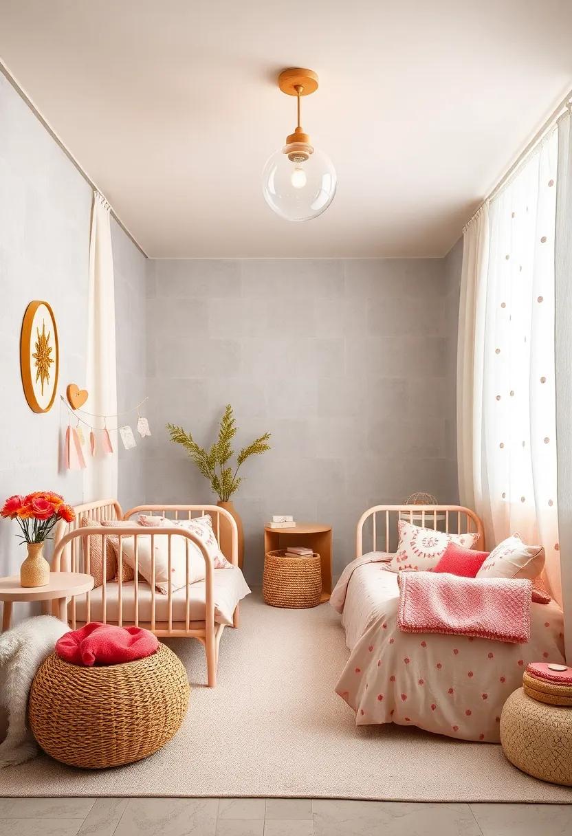 Ethereal Textiles: Select curtains, bedding, and cushions with delicate patterns like florals or polka dots to enhance the dreamy atmosphere