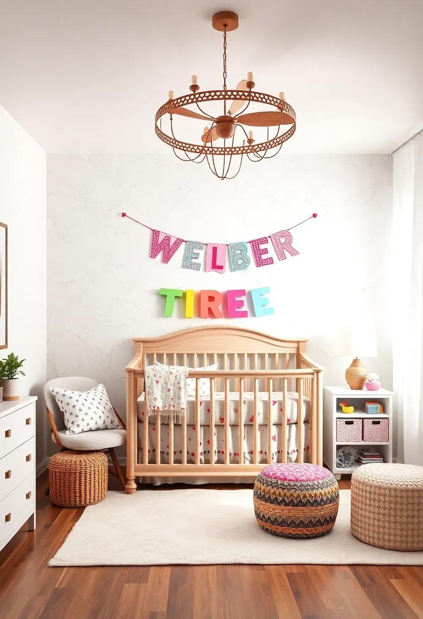 Personalized Name Banner: Create a custom name banner with colorful letters and patterns, making the room feel uniquely hers