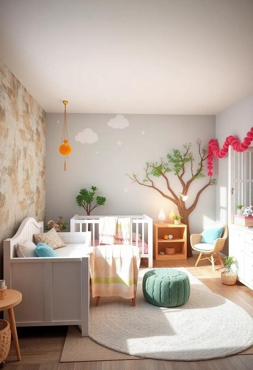 Themed Decor zones: Create different themed zones within the‍ nursery, like a “dreamy skies”⁣ area with clouds and stars,‍ and a “fairy‌ forest” corner with trees and ⁣animals