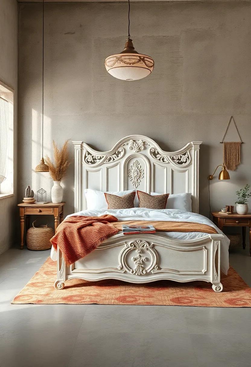 Bohemian Vibes: A distressed ⁤white wood ‍bed adorned with intricate carvings can ⁤become the perfect boho focal⁤ point, effortlessly inviting an eclectic atmosphere