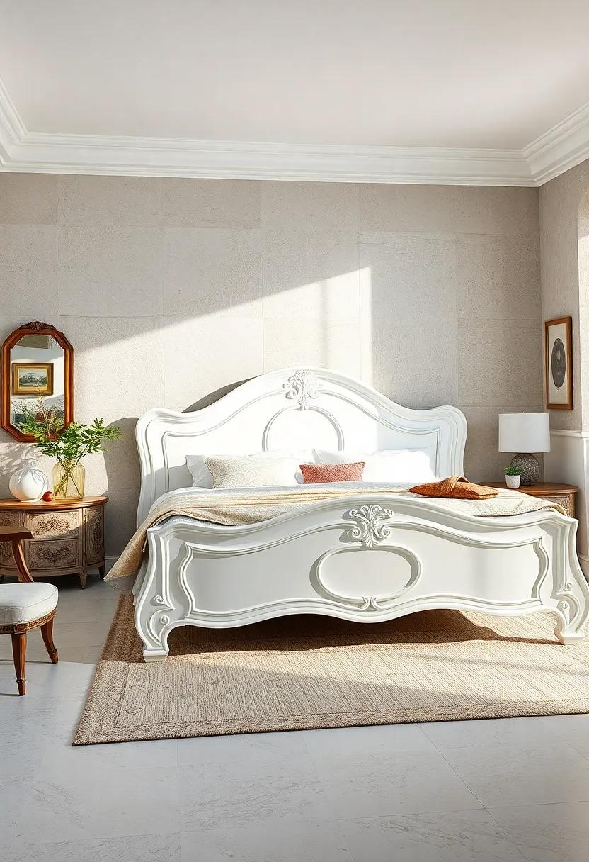 Timeless French elegance: A white wood bed with curved‌ lines and‌ intricate ⁢carvings can evoke⁤ a sense of classic French elegance reminiscent of a Parisian ​boutique hotel