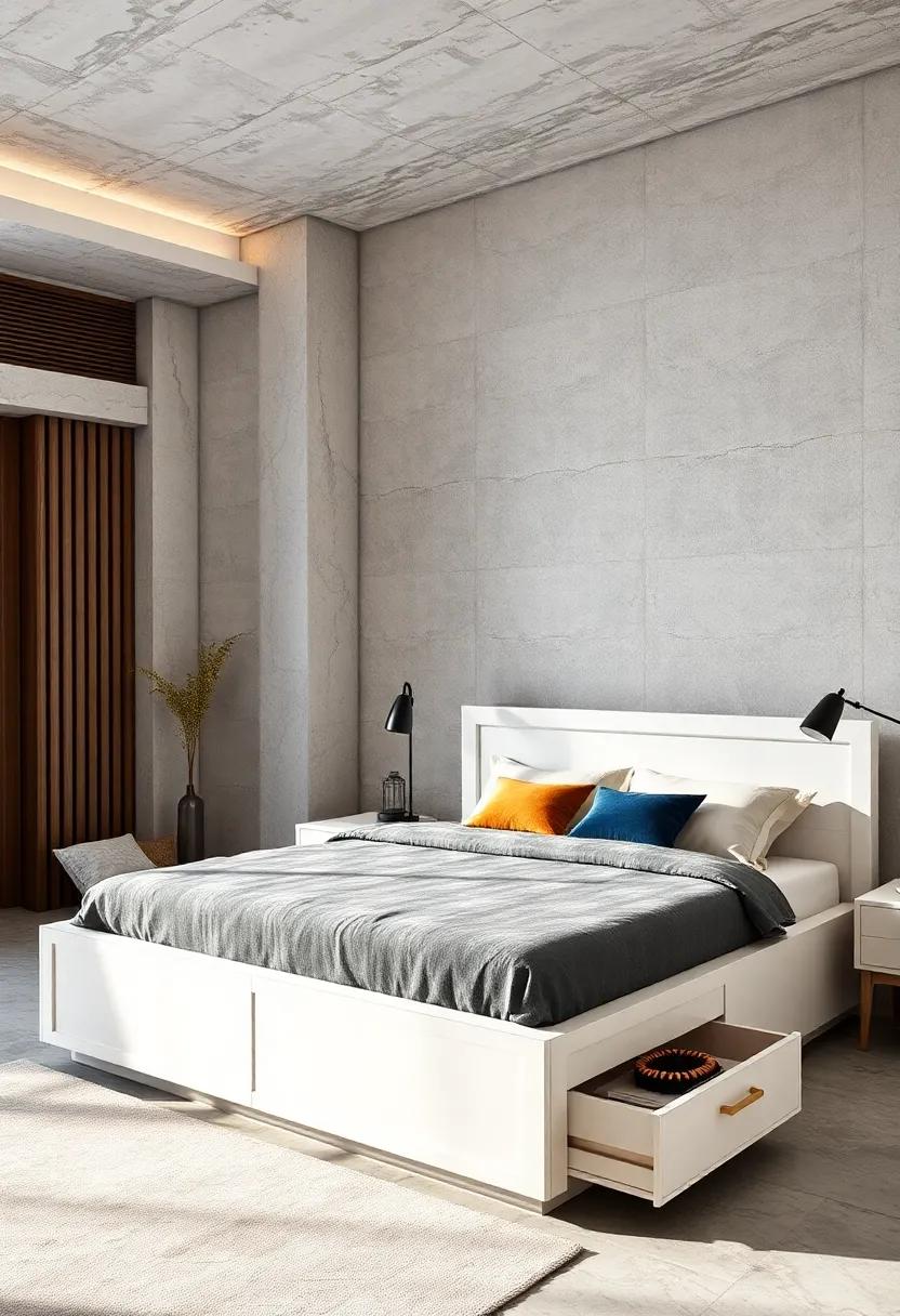Sleek Storage Solutions:⁣ Opt for⁤ a white wood ⁣bed ⁢with built-in drawers, maximizing ⁤space while⁢ maintaining⁢ a clean and sophisticated aesthetic