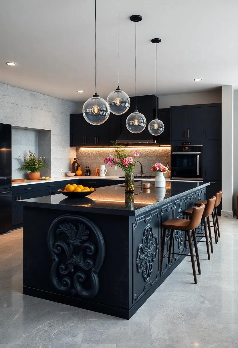artistic ‌Touch: A black‍ island featuring⁢ unique artistic details, such as custom carvings or hand-painted elements, making it⁣ a true conversation piece