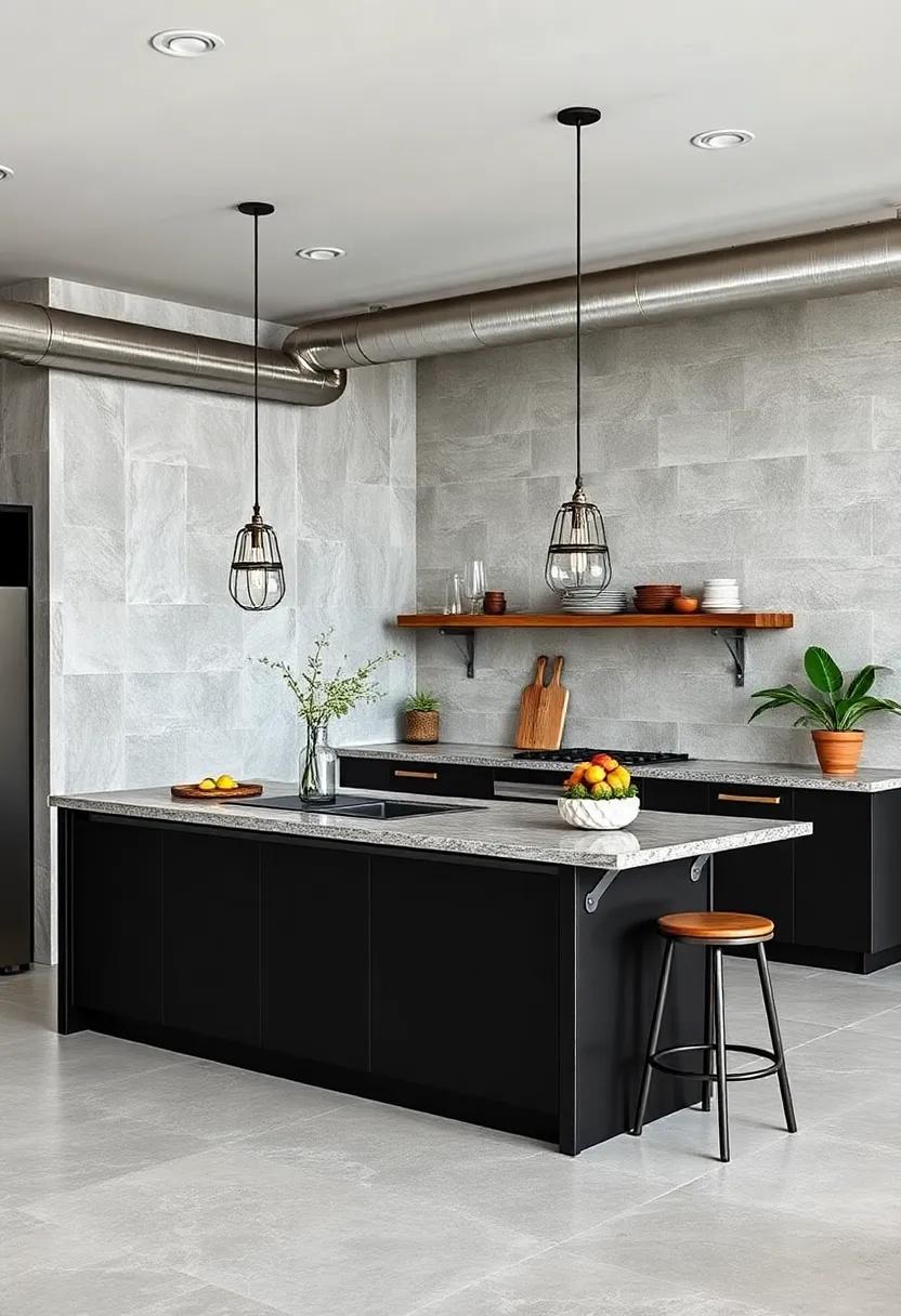 Industrial Edge: A black kitchen island designed with⁤ raw metal accents,‍ perfect ‍for a loft-style space that embraces an urban aesthetic