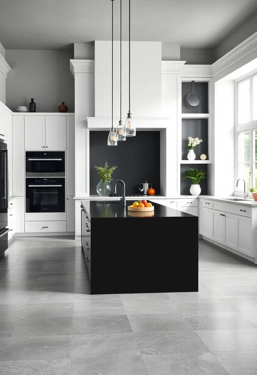 Monochrome Magic: A stunning black island paired with ⁣white cabinetry,creating a timeless black-and-white kitchen ⁤that's chic and sophisticated