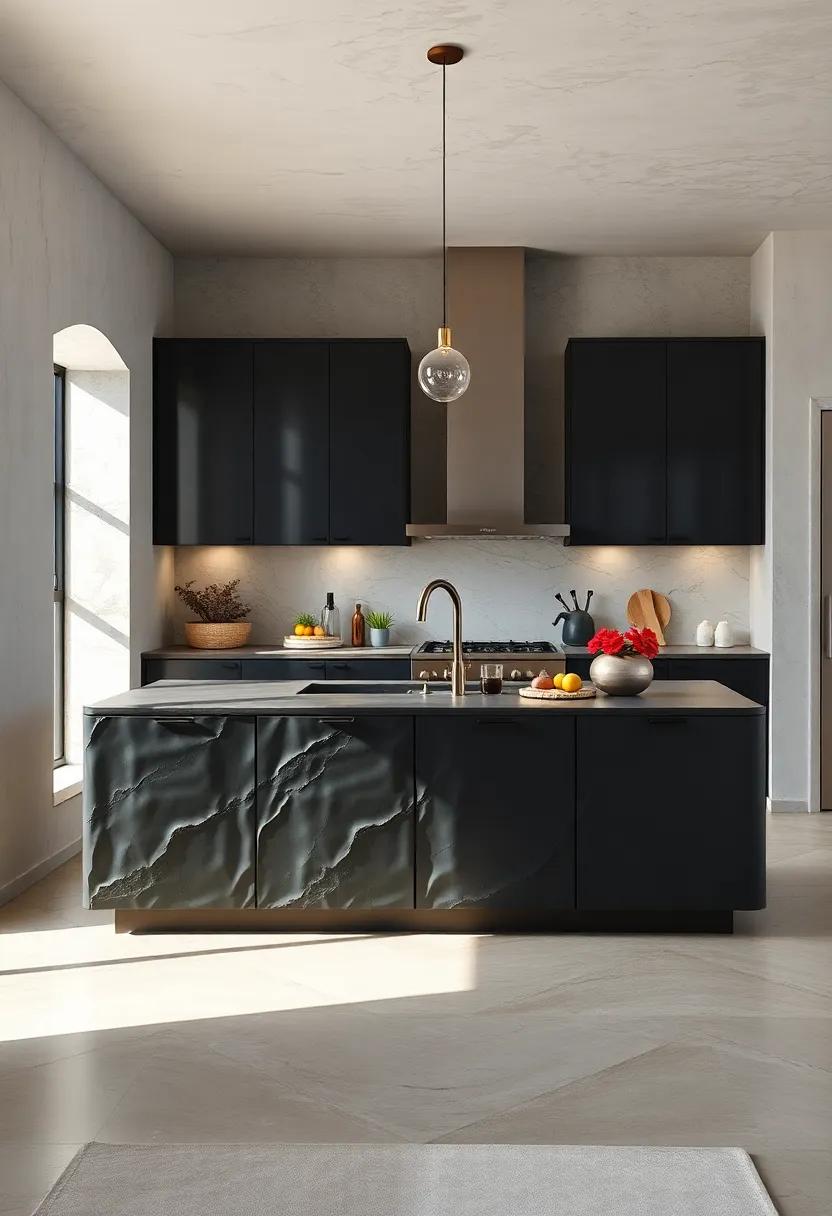 textured Finish: A black ⁣kitchen island‌ with a matte finish, providing a sophisticated look while being easy​ to maintain and clean