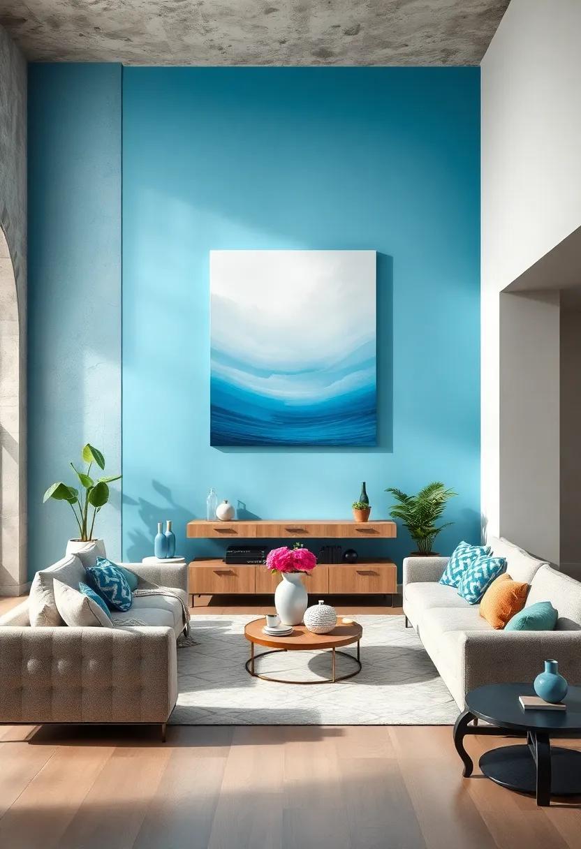 hang a dreamy ⁣Sky Blue Ombre Wall Art