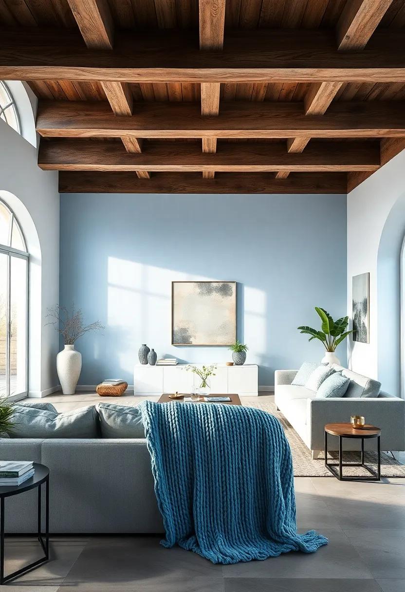 Layer ⁢Textures: Incorporate a Knitted Sky Blue Throw