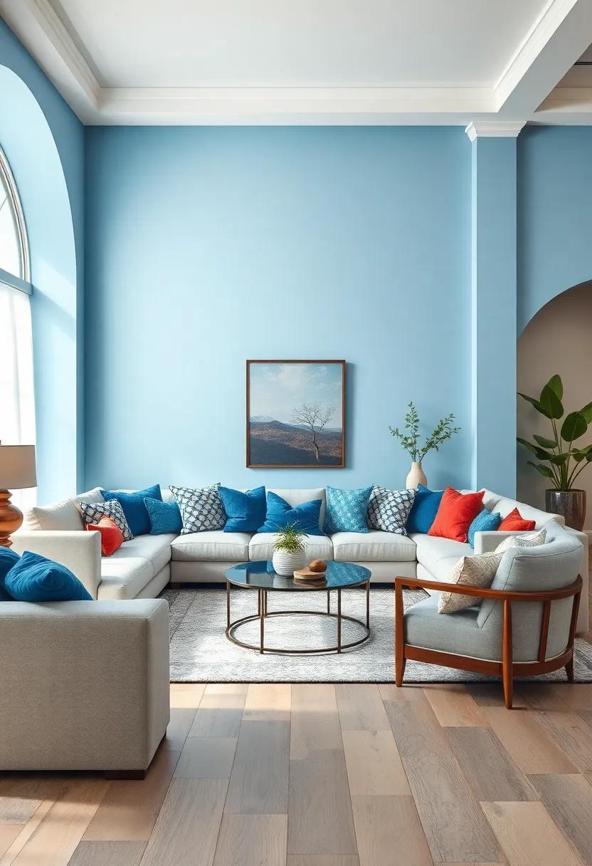 Use Decorative Pillows in Varying Shades of Blue