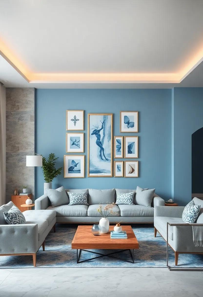 Curate a Gallery‌ Wall with Blue and White Picture Frames