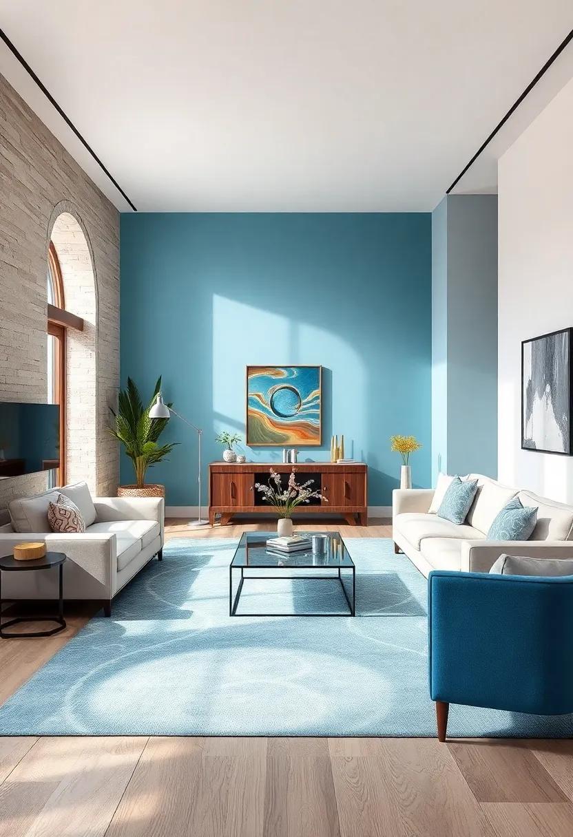 incorporate Geometric Patterns with Sky Blue Rugs