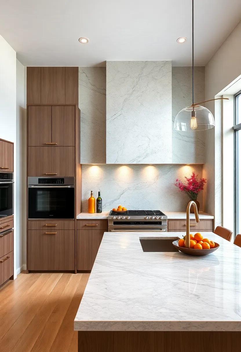 Exotic Stone Countertops: Elevate your kitchen's elegance with natural stone countertops like quartzite or granite, showcasing stunning ‍patterns and durability