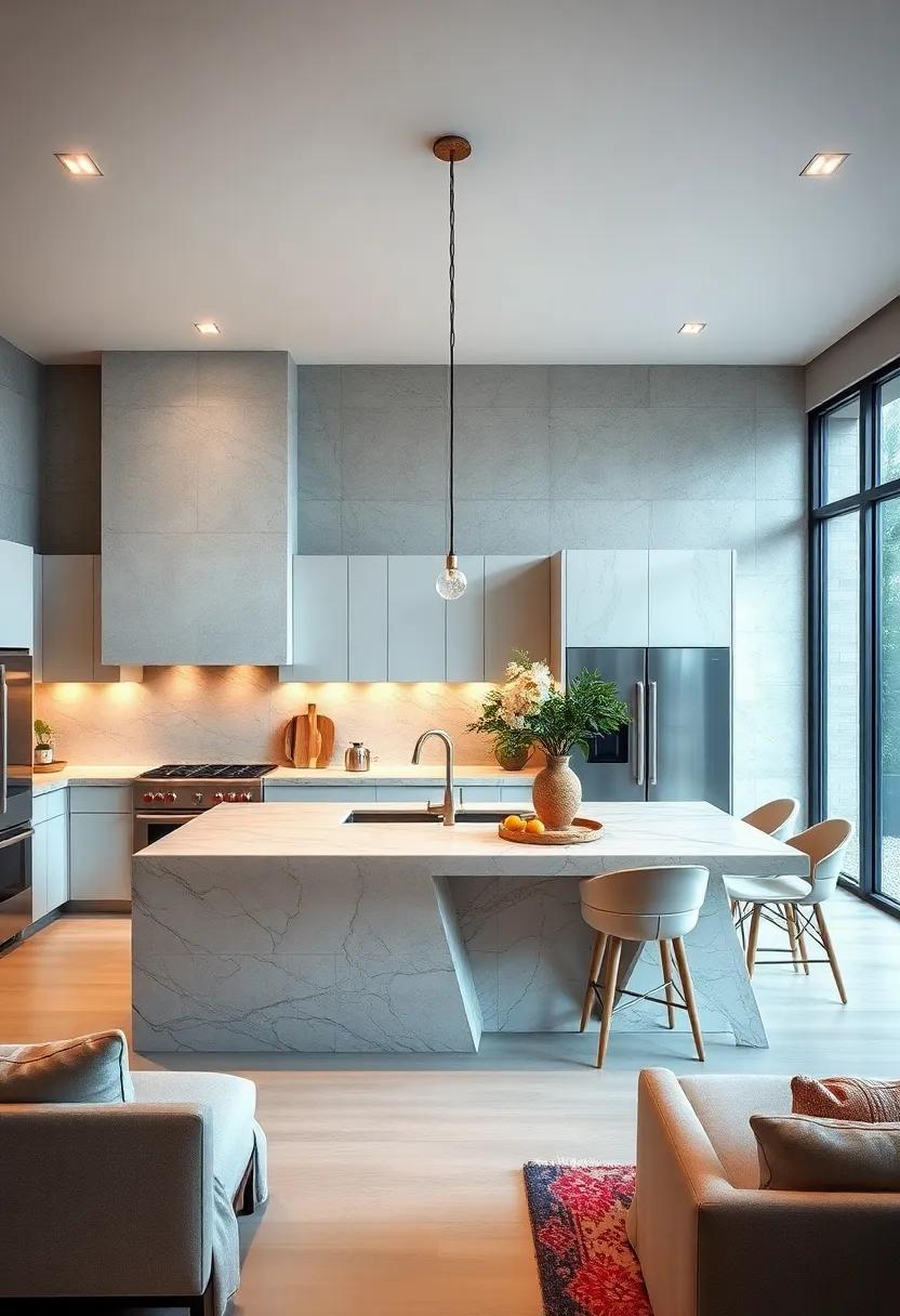 Statement Kitchen⁤ Island: Create a focal point with⁤ a beautifully designed⁤ island that doubles ⁢as⁤ a workspace, dining area, ​and‍ gathering spot