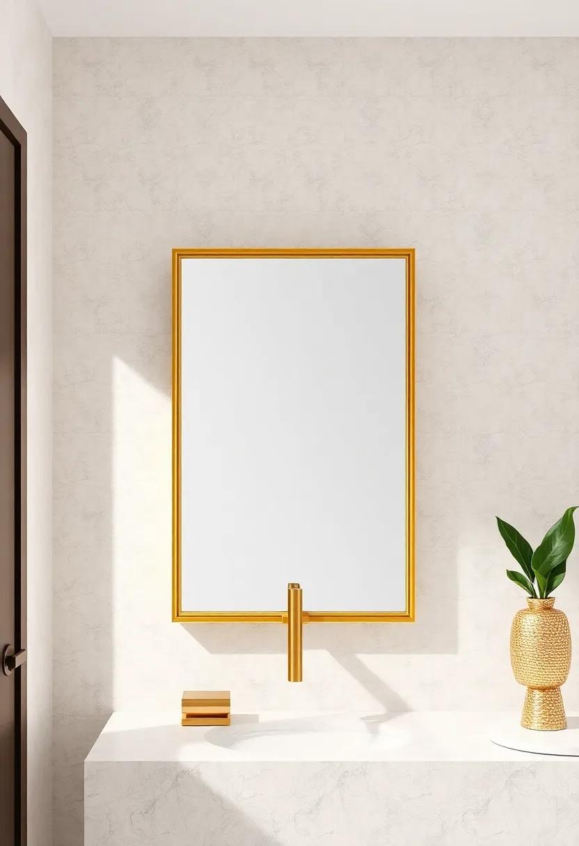 Glamorous Gold frame: A classic design with a bold gold finish that adds a⁢ touch of luxury and shines bright in any bathroom setting