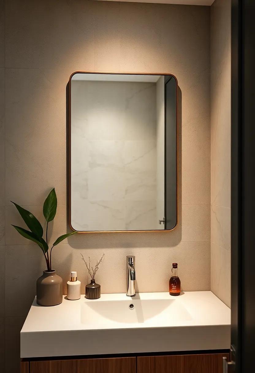 Minimalist Rectangular Mirror: Its simple lines and unobtrusive design create an ⁣airy feel in ⁣your small bathroom, maximizing visual space