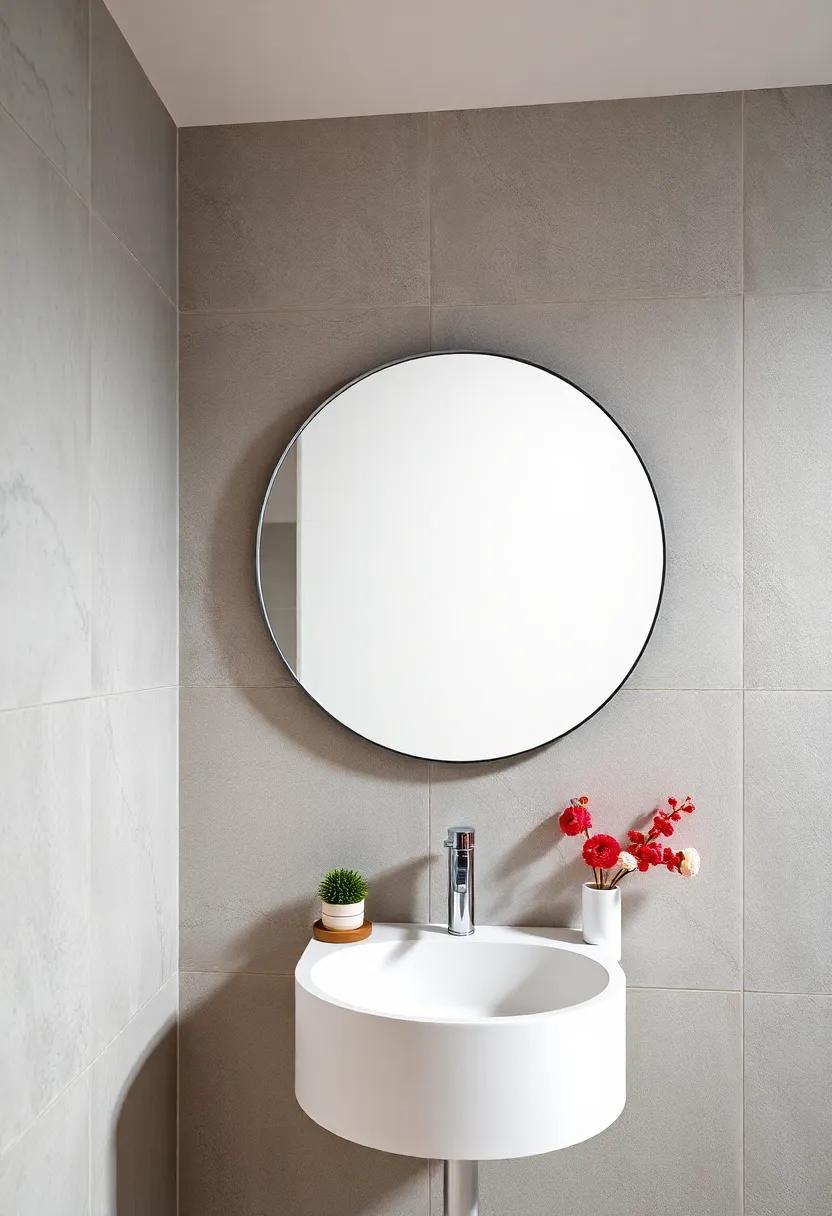 Minimalist Round Mirror: This sleek, frameless design allows light to bounce ‌around ⁤while ‍seamlessly blending with modern aesthetics for a clean look