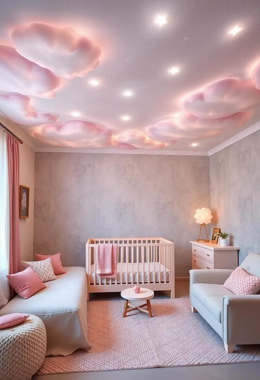 Dreamy ​Starlit Ceiling: transform the nursery into a magical night sky with glow-in-the-dark stars and⁢ soft, pastel-colored clouds ‍for a mesmerizing effect during bedtime