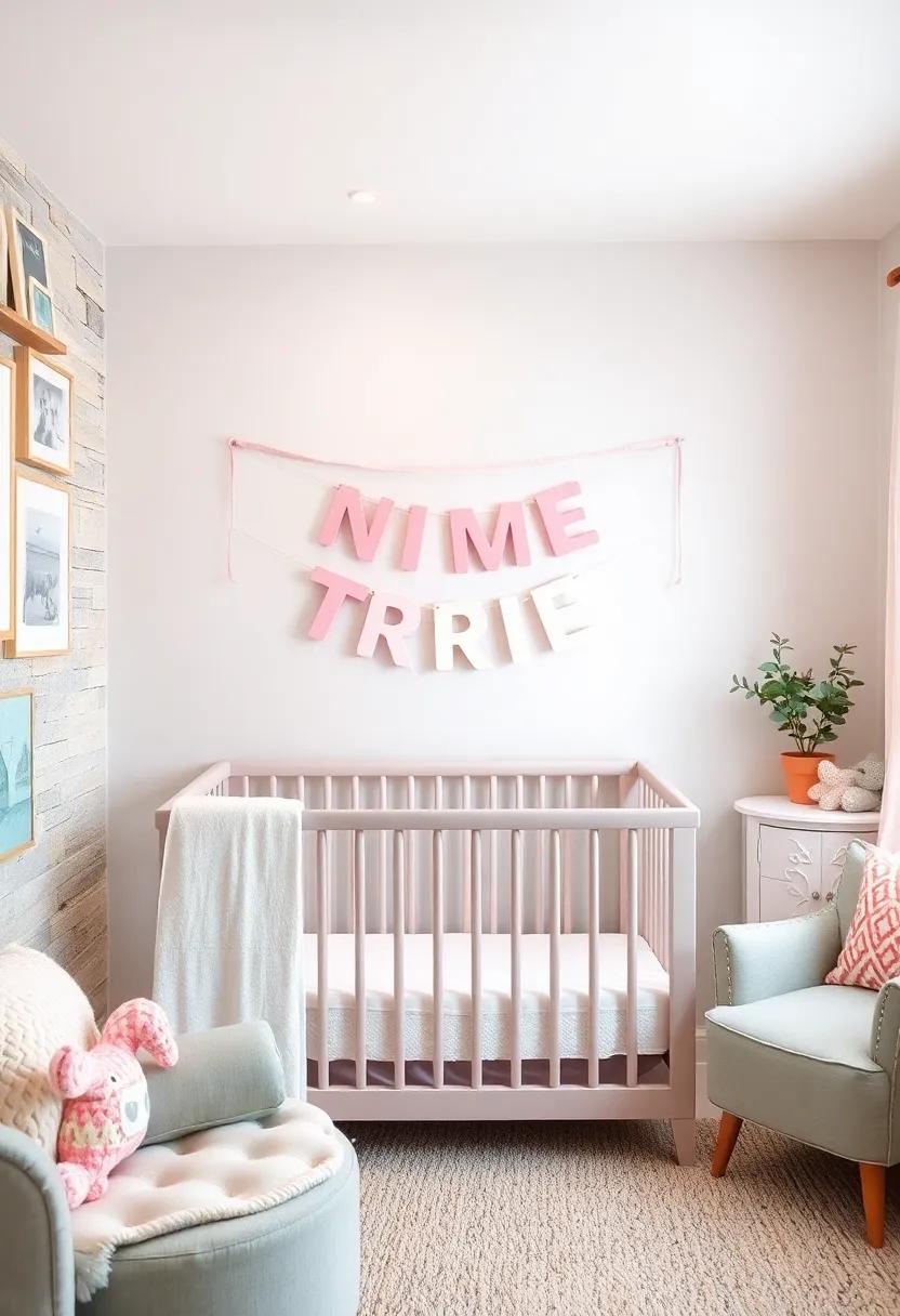 Personalized Name Banner: Hang ‍a beautiful, ⁣handcrafted pastel name ⁢banner above ​the crib or changing table, adding a personal touch that celebrates your little one’s identity