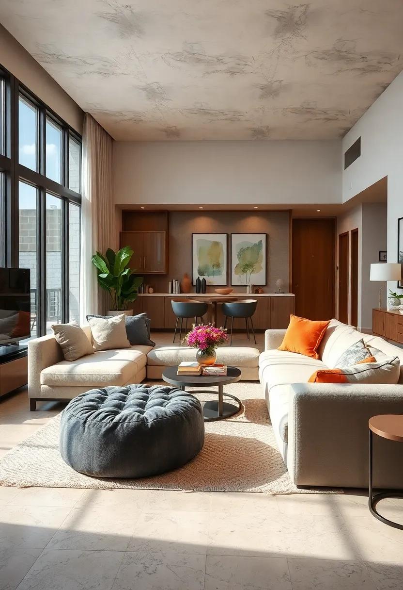 Bring in a​ fun Pouf: Use poufs as playful seating options ⁣or as footrests to‍ soften ⁣the look