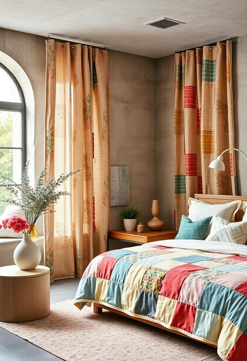 Patchwork Quilts: Use patchwork fabrics for a whimsical and cozy vibe, perfect for layering different textures and hues