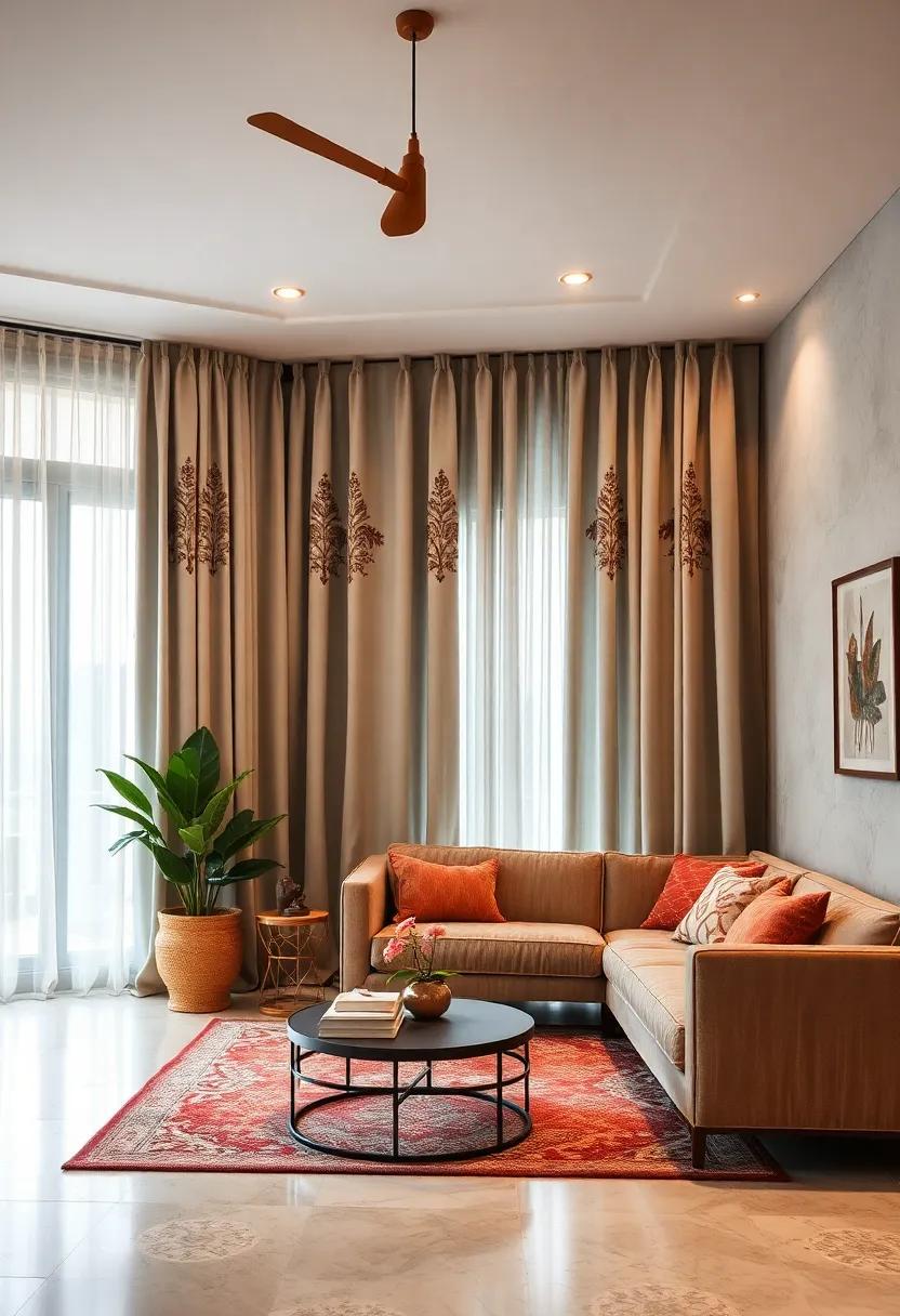 Embroidered Fabrics: elevate your curtains with intricate embroidery that showcases craftsmanship and adds personalized charm