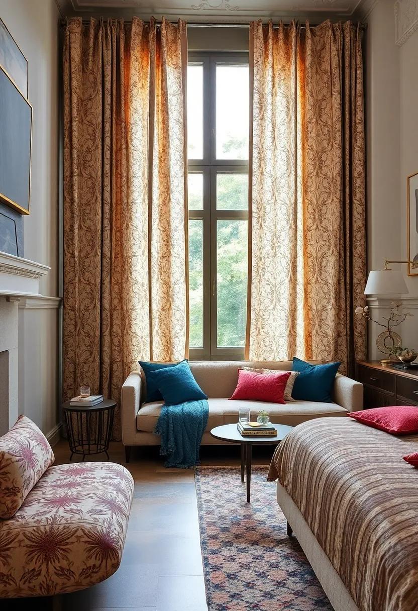 Brocade Textiles: Choose heavy brocade fabrics that add an air of opulence and timelessness to your window drapery