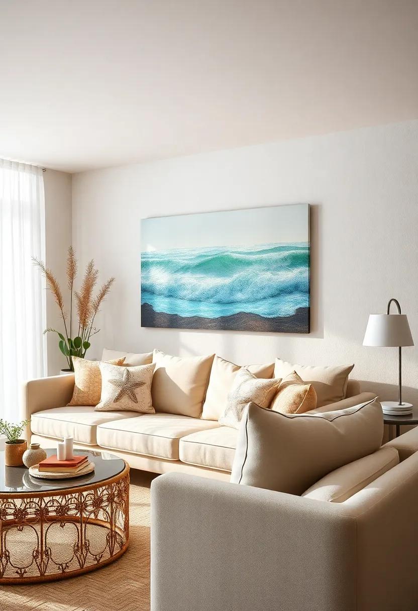 Beach-inspired cushions: Add cushions with beach-themed motifs such as starfish, palm trees, or ocean waves ⁢to your ‌sofa for added comfort and style