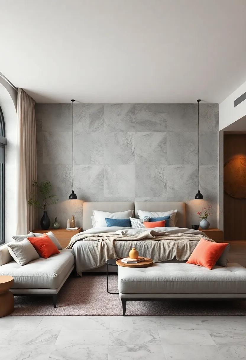 Play with scale in your furniture choices, combining oversized pieces with delicate accessories for a balanced and dynamic layout