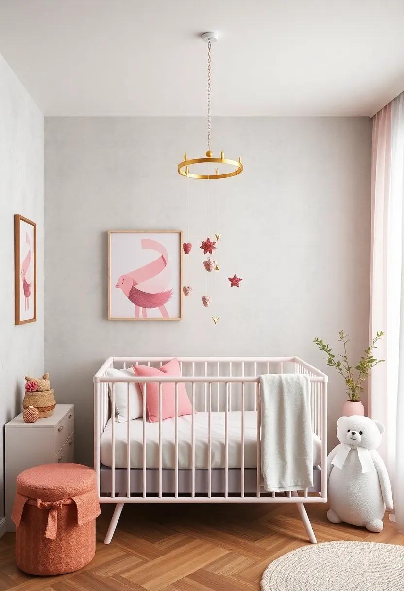 Artistic Mobile: Hang an eye-catching mobile above the crib to create visual interest and stimulate your baby’s developing eyesight