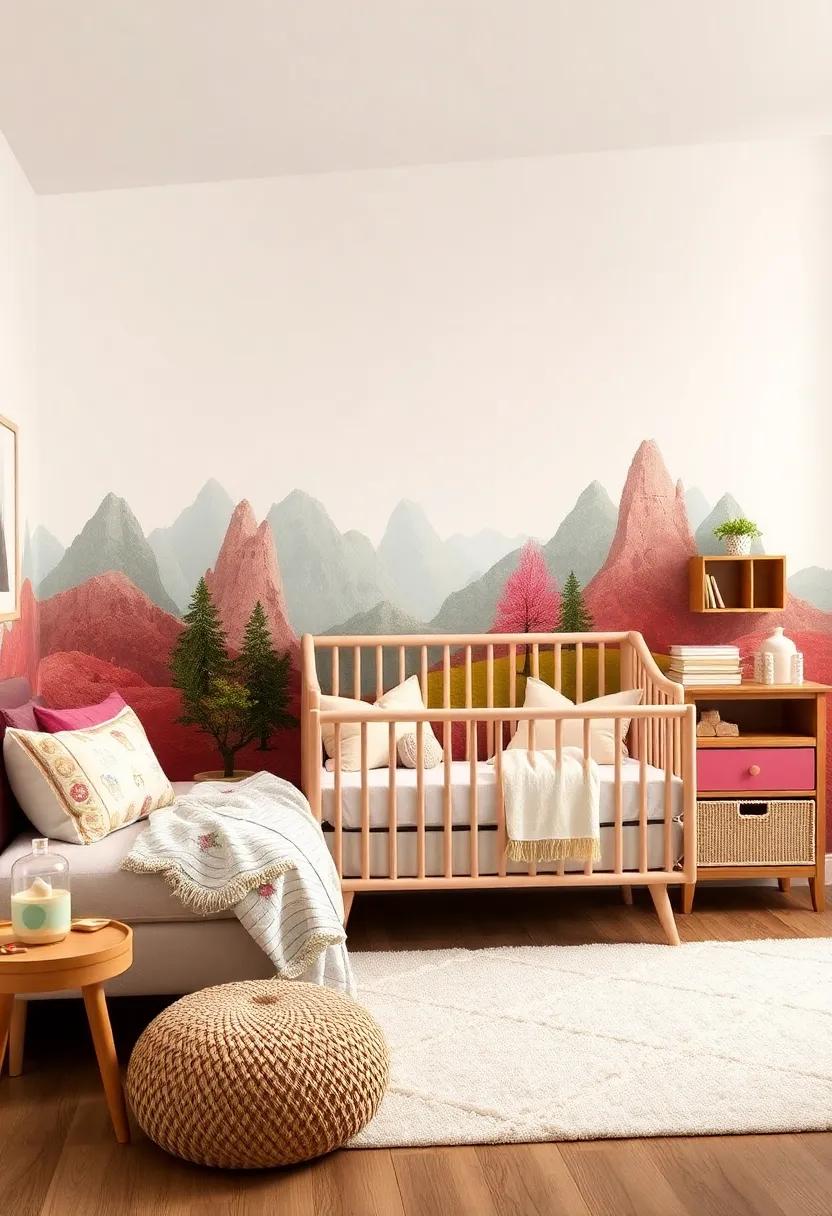 Whimsical Wall Murals: Transform the room with a stunning mural featuring dreamy landscapes or enchanting fairy tales to spark imagination from day one