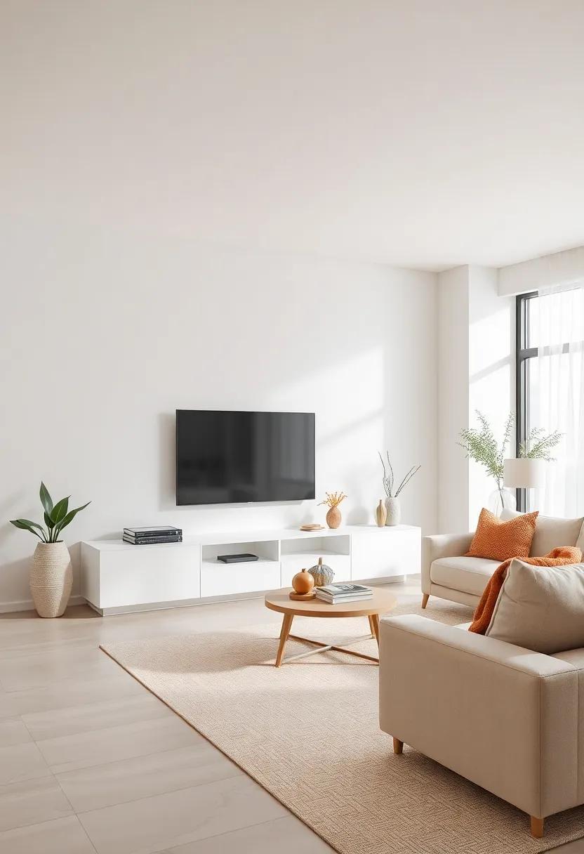 Minimalist White: Bask in the simplicity of an all-white ⁣TV unit ⁣that brightens your space‌ and creates a serene backdrop‌ for your entertainment setup